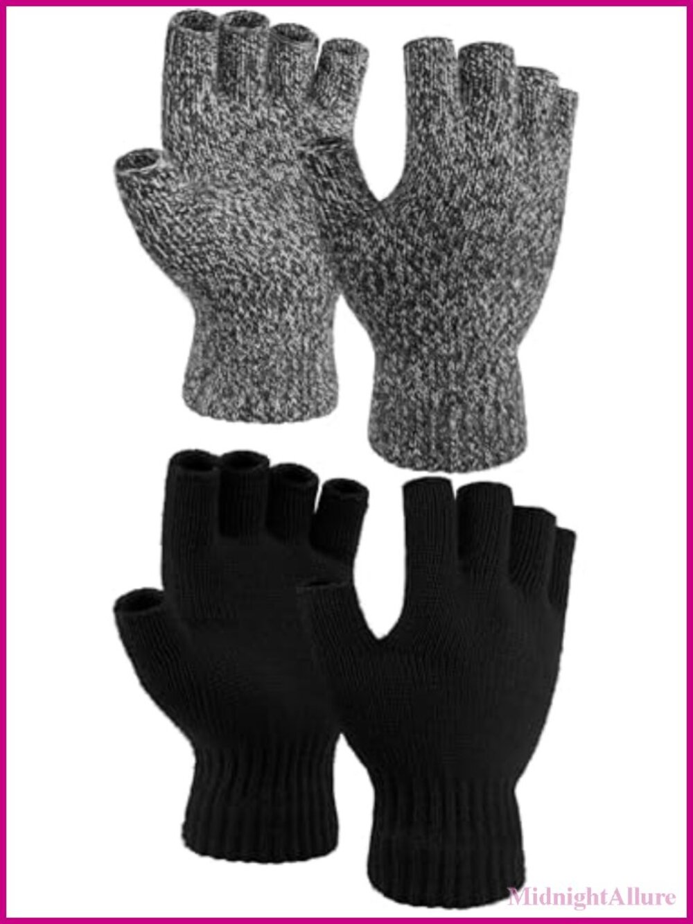 2 Pack Thick Fingerless Gloves Knitted Half Finger Warm Winter